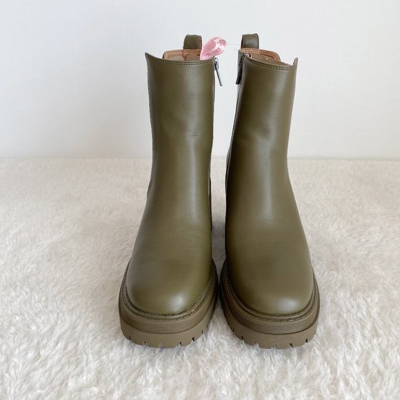 Sam&Libby Women's Camila Block Heel Boot Side Zip, Moss Green, Size 8 / 8.5 - Picture 2 of 15